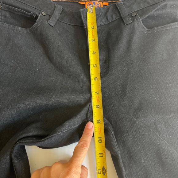 Tory Burch Sz 31 Black Super Skinny Slim Jeans Pants Pockets Logo - Picture 9 of 13